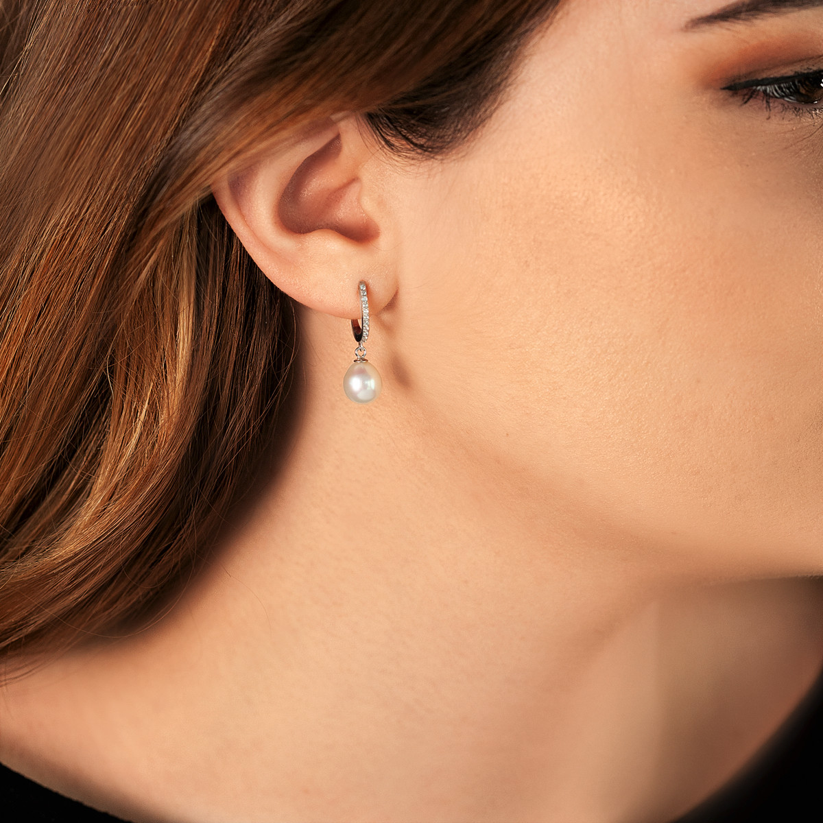 Boucles d'oreilles argent 925 perles de culture de Chine et zirconias