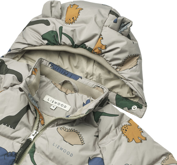 Liewood Polle Down Puffer Jacket Dinosaurs Dinosaurs / mist
