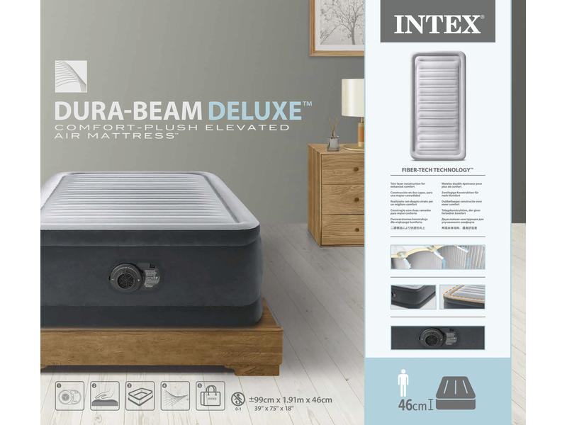 Intex Luftbett Dura Beam Deluxe Twin 99 x 191 x 46 cm Luftbett mit integrierter Pumpe