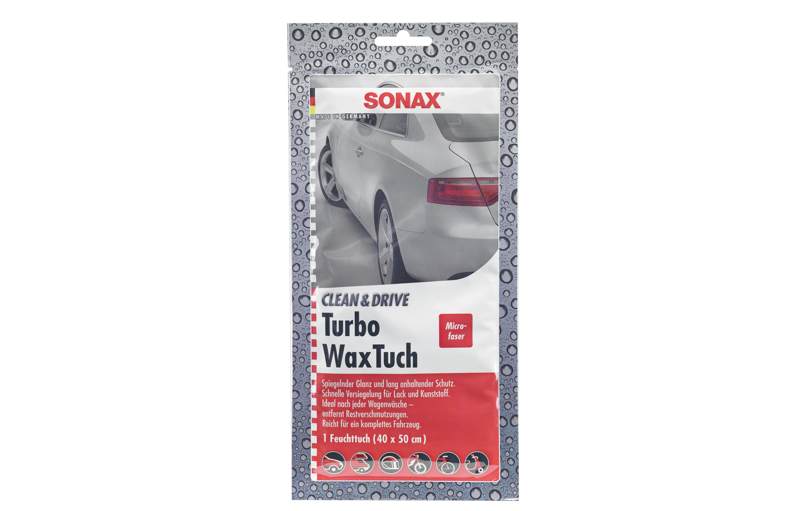 Mikrofasertuch Clean&Drive TurboWaxTuch, 40 x 50 cmFeuchtes Microfaser-Tuch zur Reinigung, Pflege und zum Schutz aller Lack-, Chrom- und Kunststoff-Oberflächen
