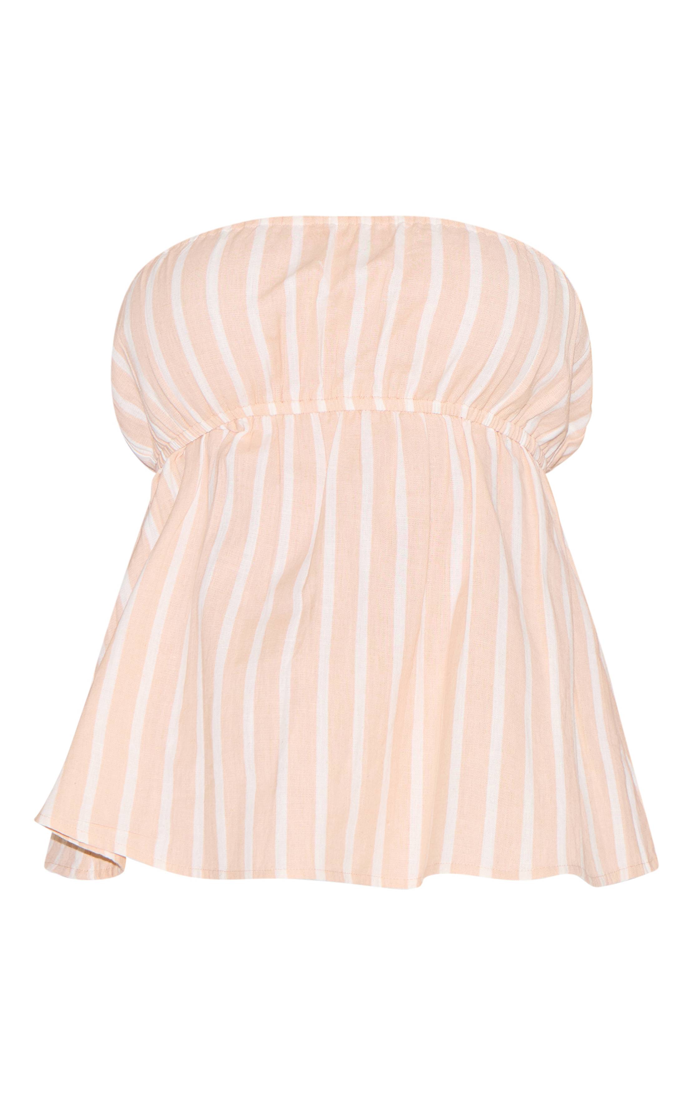 Gris Pierre Top Bandeau À Basque Effet Lin Petite