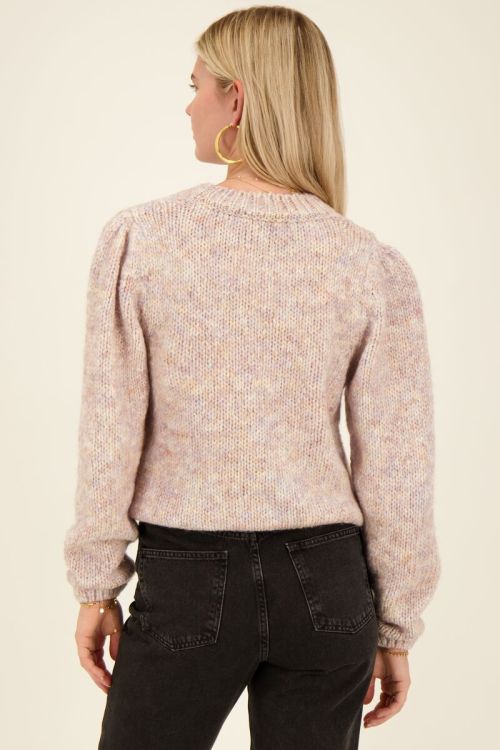Beige gebreide trui met kleurenmelange