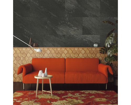 Kunststof paneel G x Wand+ Zwarte Steen 600 x 300 x 5 mm