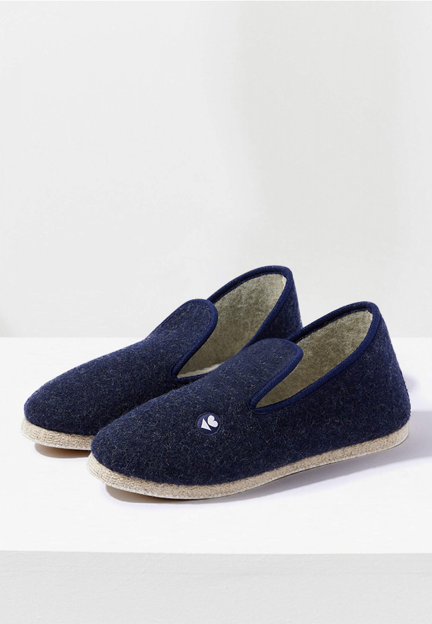Chaussons d'intérieur en laine-Charentaises Marine