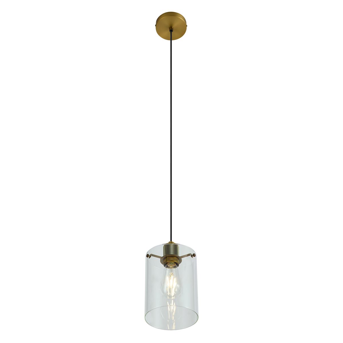Design hanglamp brons met helder glas - Domo