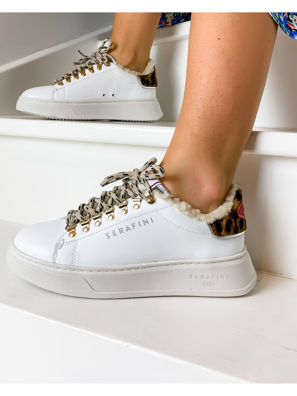 Baskets J.CONNORS White and Sand Animalier - Serafini