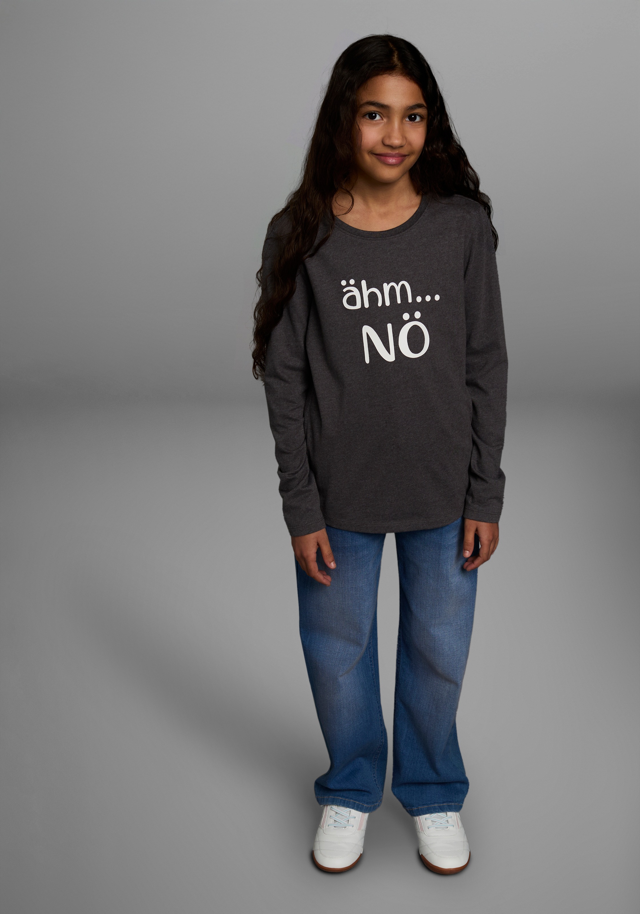 KIDSWORLD Langarmshirt »ähm ...NÖ«, Langarm,  taillierter Schnitt,  mit Statements und Sprüchen