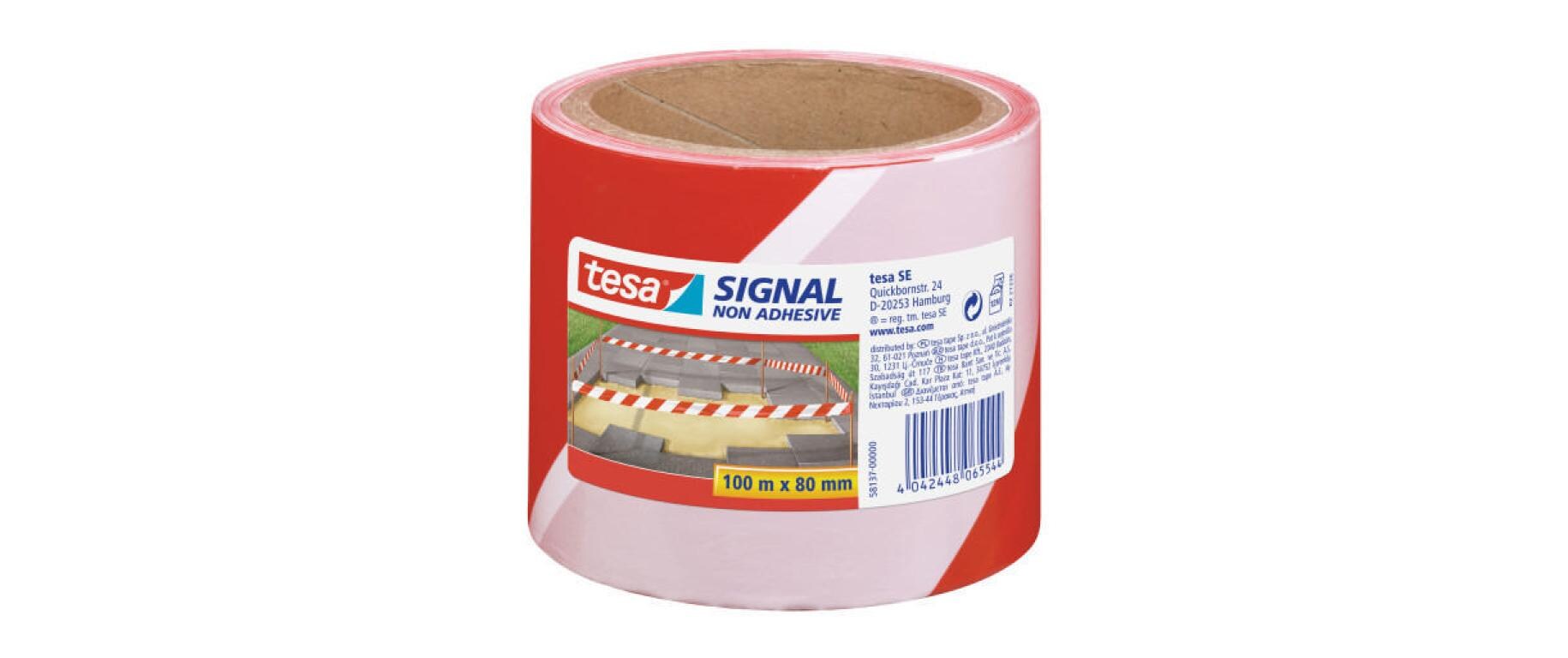 Absperrband Signal 100 m x 80 mmAbsperrband, 80 mm x 100 m, rot-weiss