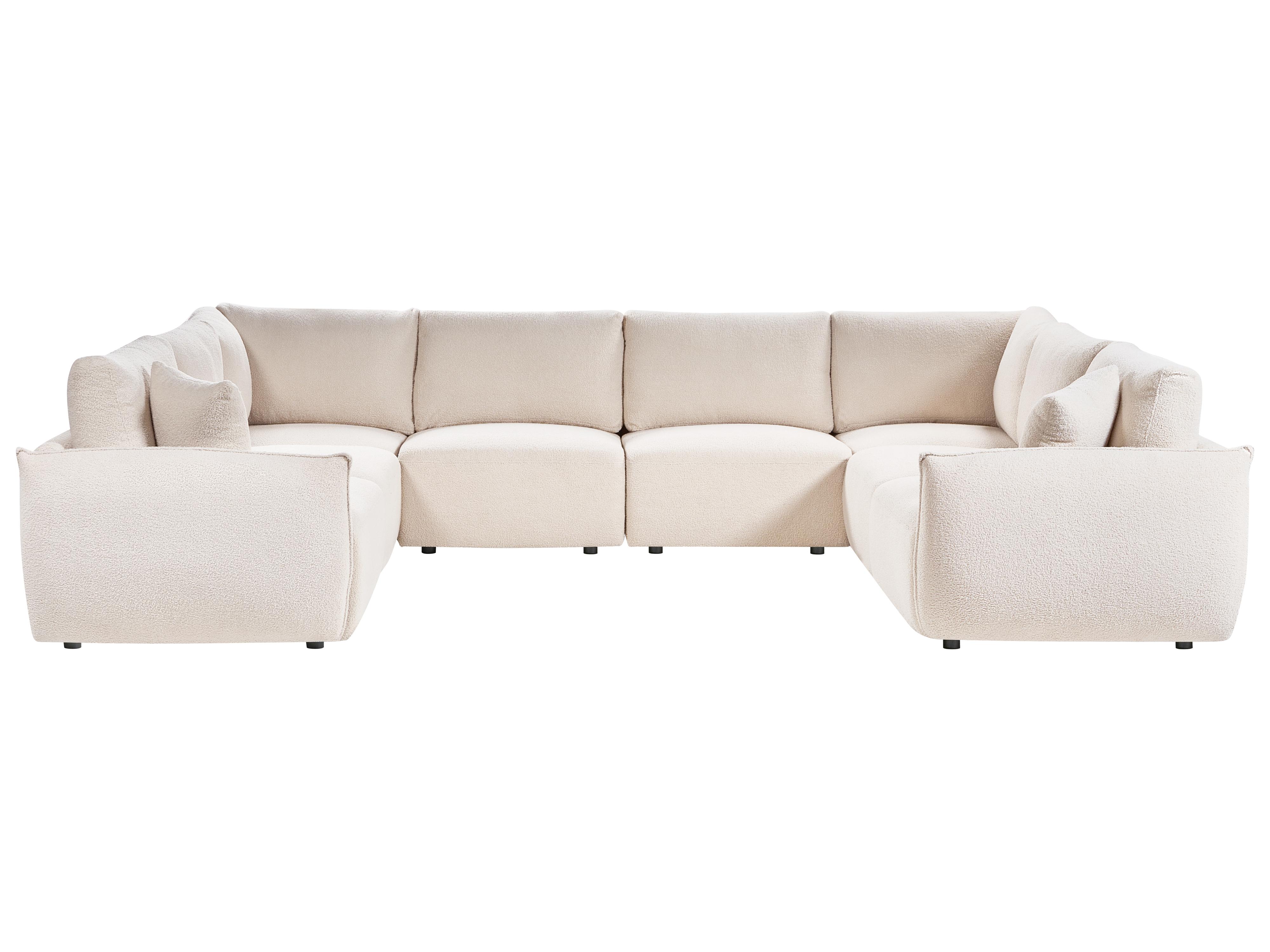 Modulaire U-vormige bank 8-zits MESNALI Bouclé Gebroken wit