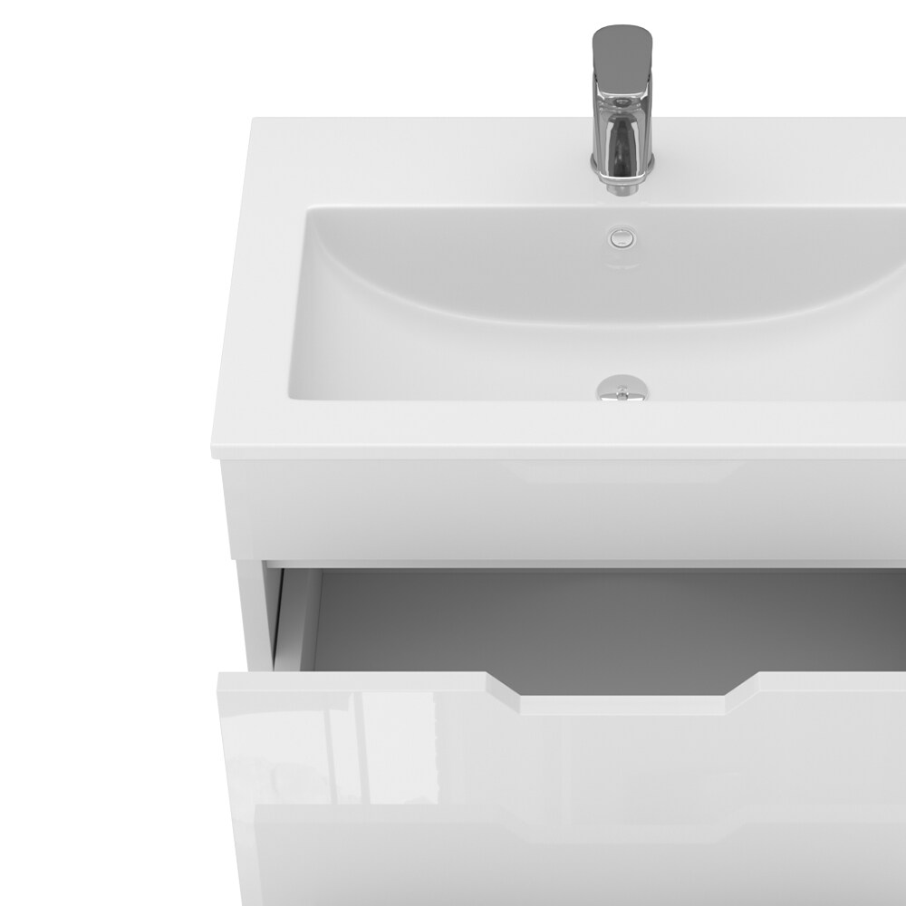 Vicco Waschbecken mit Unterschrank Clayton 60 cm breit, Waschtisch Hochglanz Weiß
