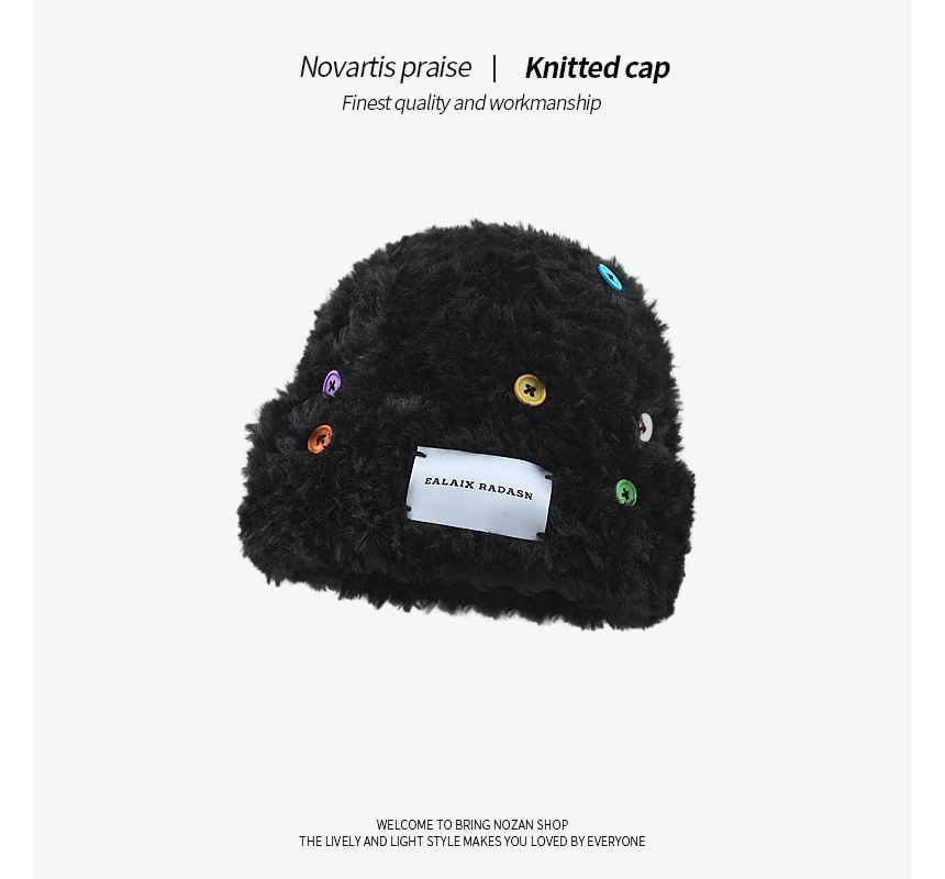 Raconteur - Effen appliqué pluizige muts