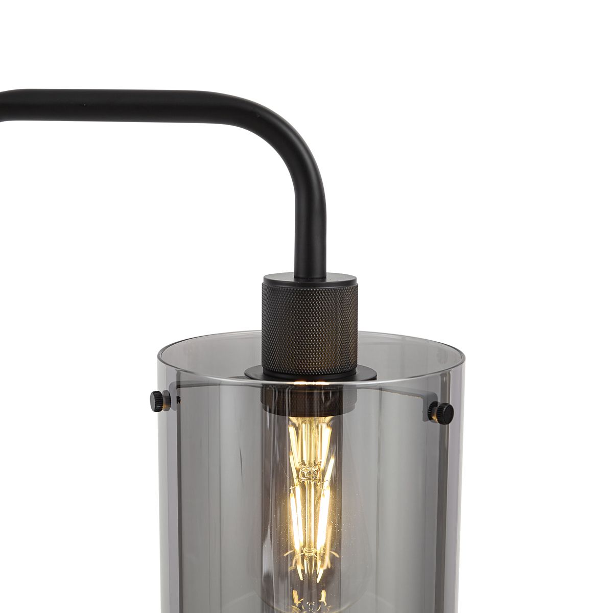 Design vloerlamp zwart met smoke glas - Domo
