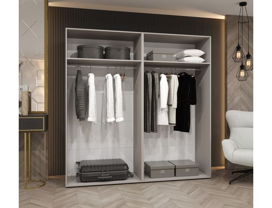 ABIKS MEUBLES - Armoire marbella 2 202/200/52 4 portes (blanc/doré)
