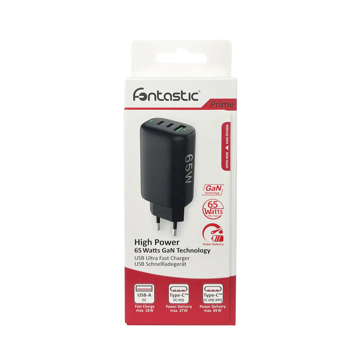 Fontastic Ultra Schnell-Reiselader „GaNto“65 Watt GaN Technologie - Fast Charge / PowerDelivery