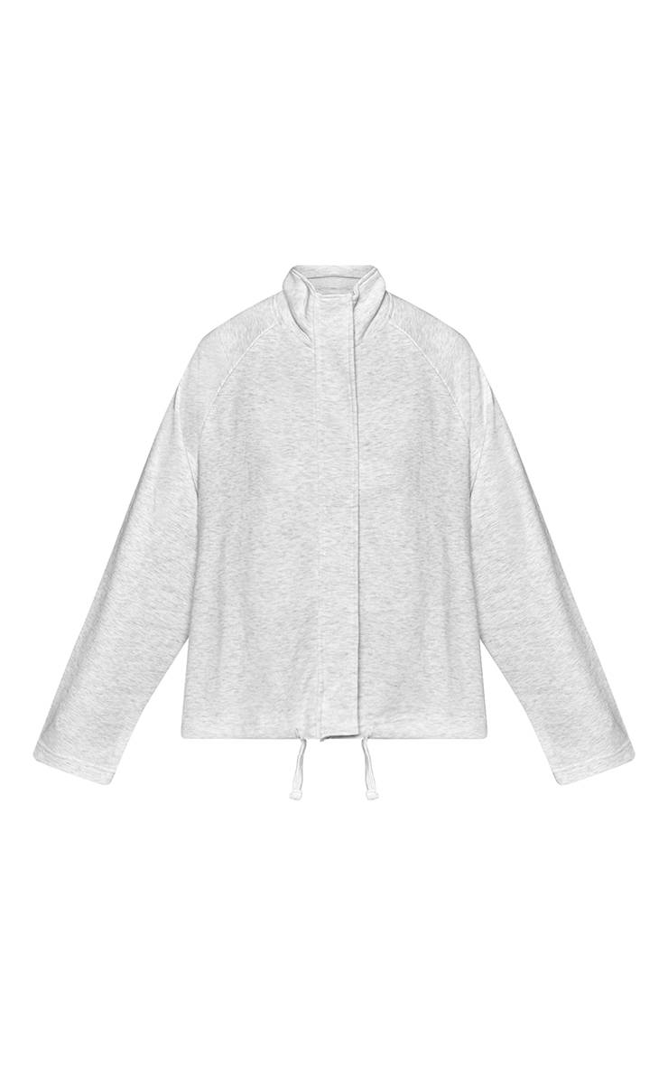 Gris Cendré Sweatshirt Col Cheminée À Ourlet Bouffant