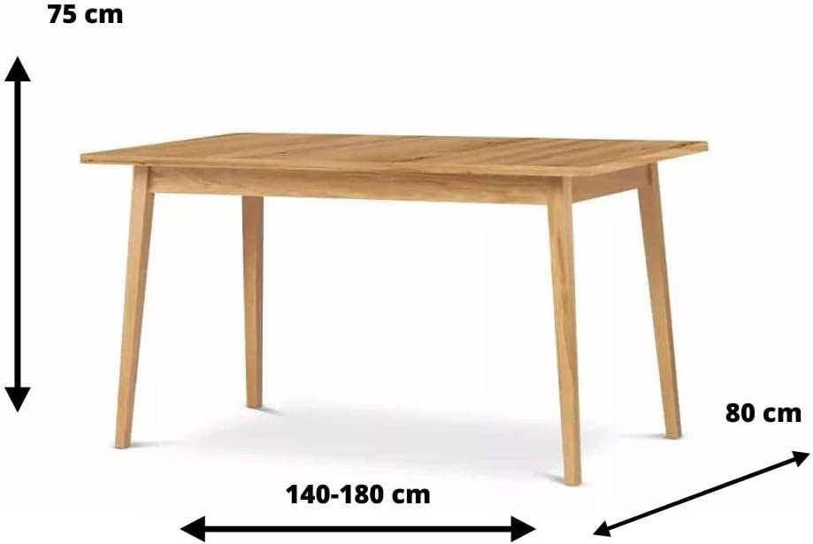 Konsimo Esstisch Ausziehbar Küchentisch - Esszimmertisch im Skandinavisch Stil - Tischbeine aus Massivholz - Esstisch für Küche Esszimmer und Wohnzimmer - 75x140-180x80cm - Braun - Frisk Kollektion