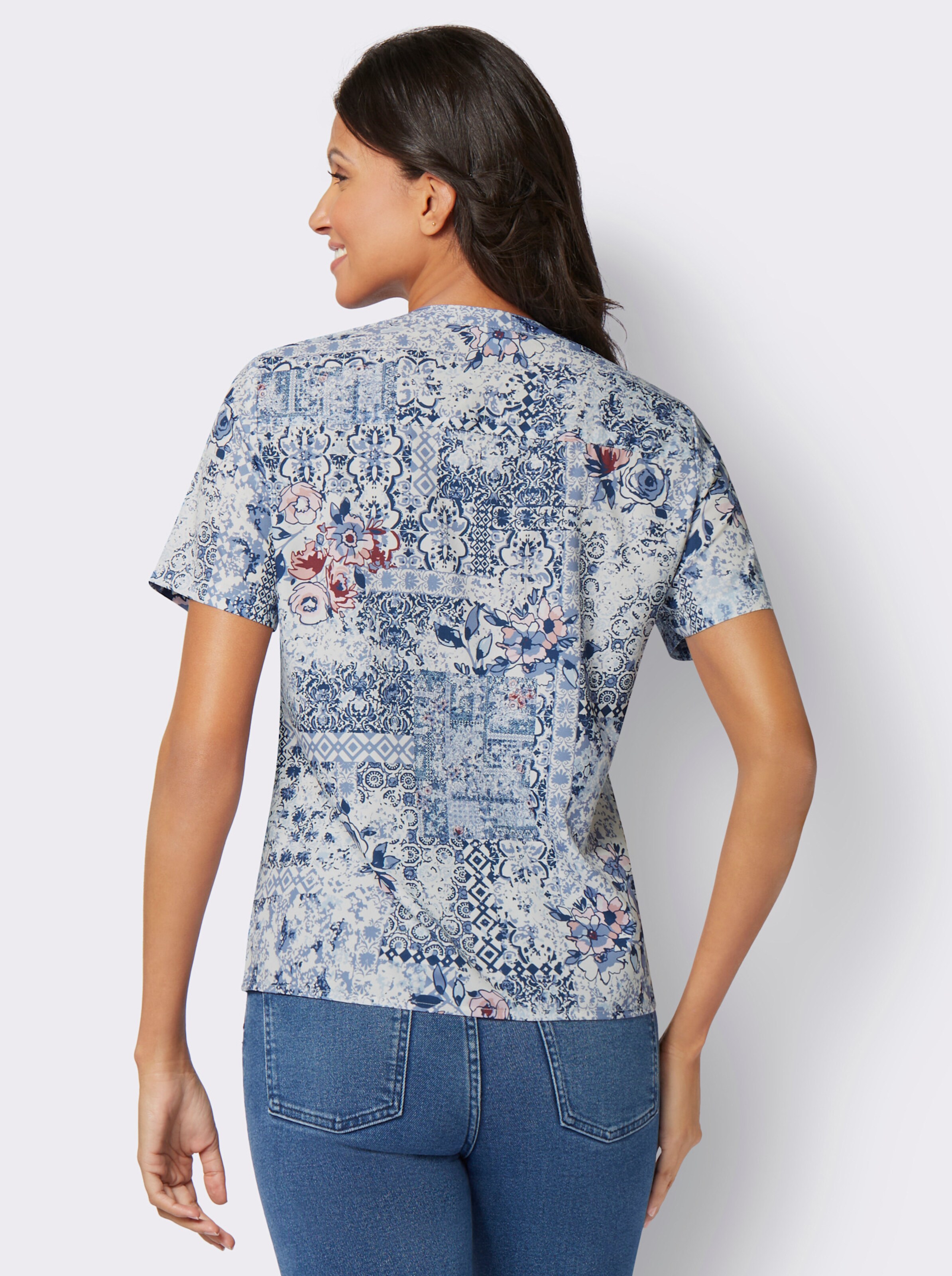 Schlupfbluse mit Patchwork-Muster