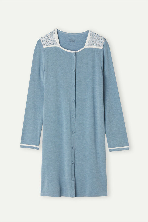 Camisola de modal e lã com fenda frontal para um quarto romântico.