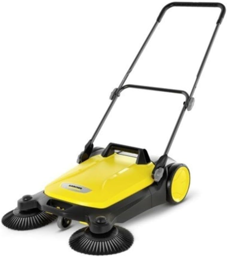 Kärcher Kehrmaschine S 4 Twin (Max. Flächenleistung: 2400m²/h, 2 Seitenbesen, Kehrbehälter: 20 l, Arbeitsbreite: 680 mm, platzsparende Verstauung, höhenverstellbarer Schubbügel), Faltbar