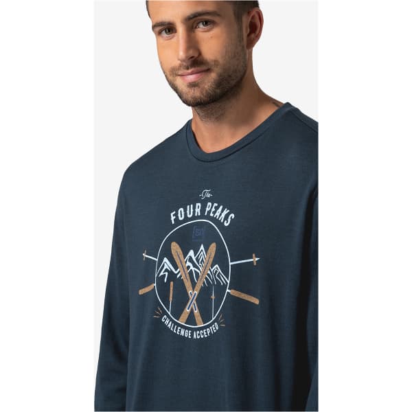 T-shirt randonnée SUPER.NATURAL M 4 PEAKS LS BLUEBERRY/VARIOUS