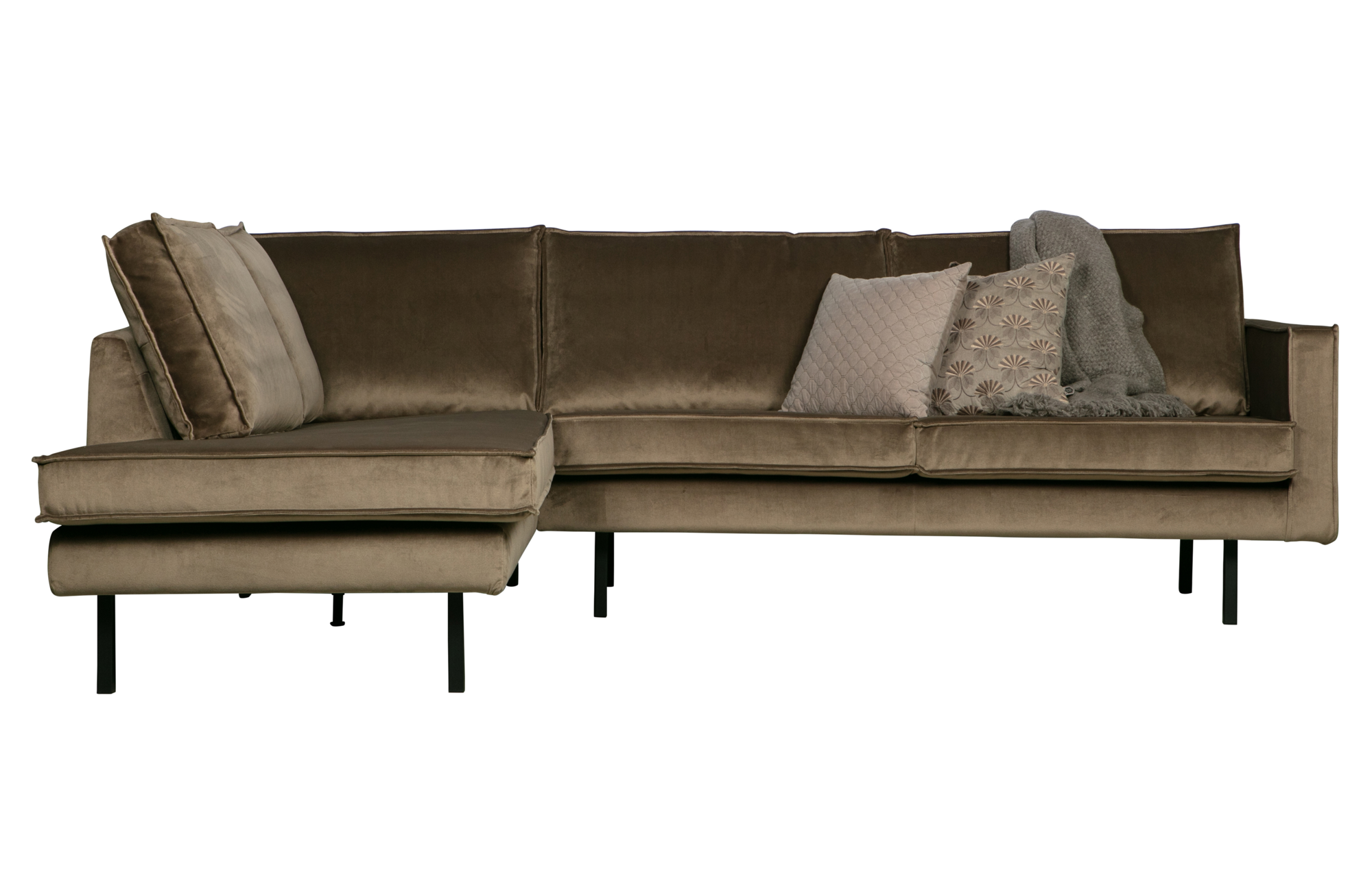 BePureHome hoekbank Rodeo fluweel Rodeo Hoekbank Fluweel Links - Taupe