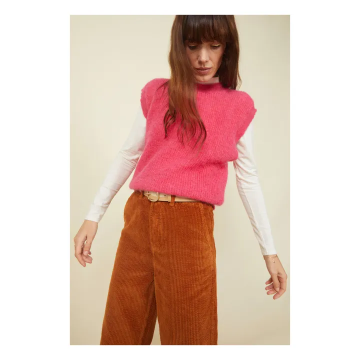 SMALLABLE BASICS Pull Femme Sans Manches Alpaga | Rouge framboise