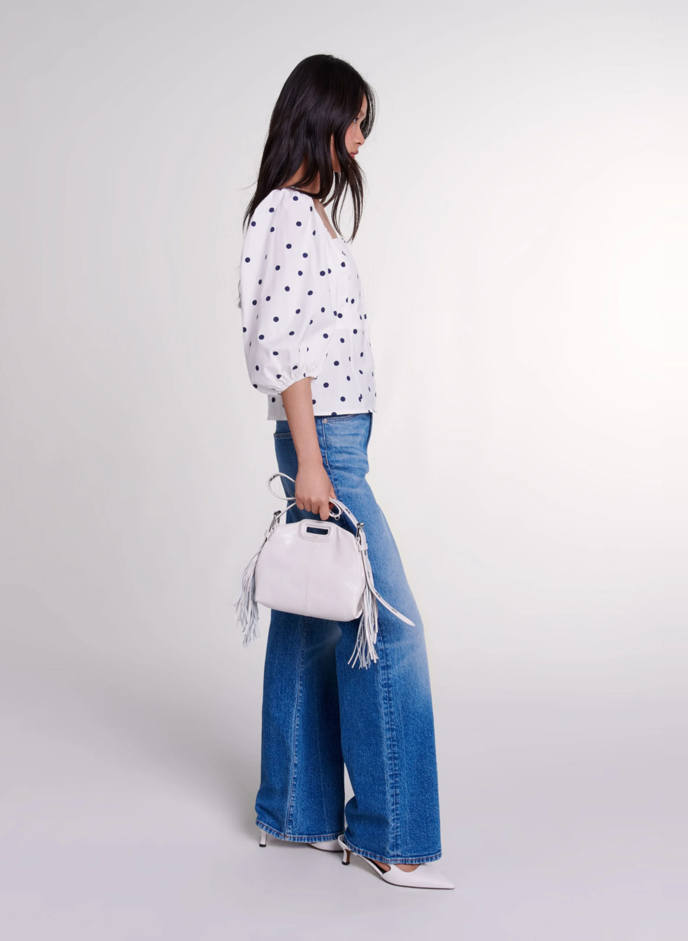 Top ajusté col carré en coton mélangé | Multicolore