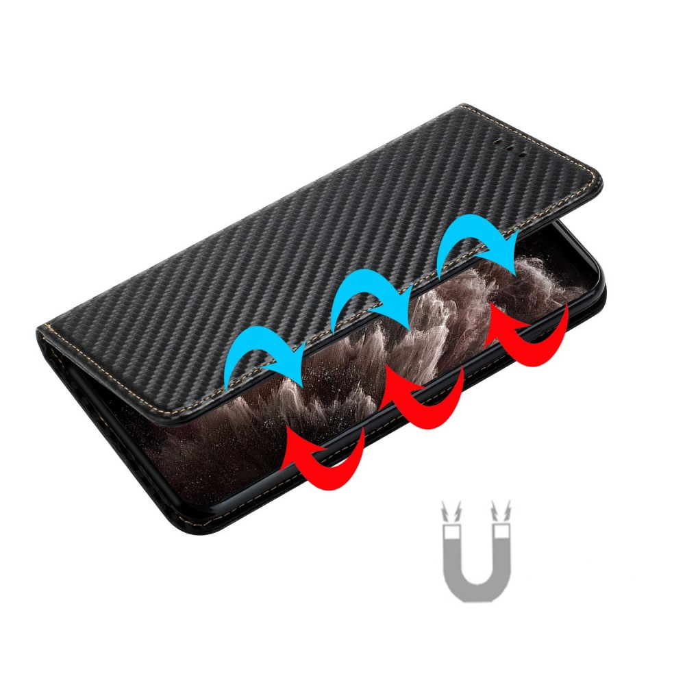 Samsung Galaxy S23 5G Leder Tasche Flip Cover Carbon Look - Schwarz