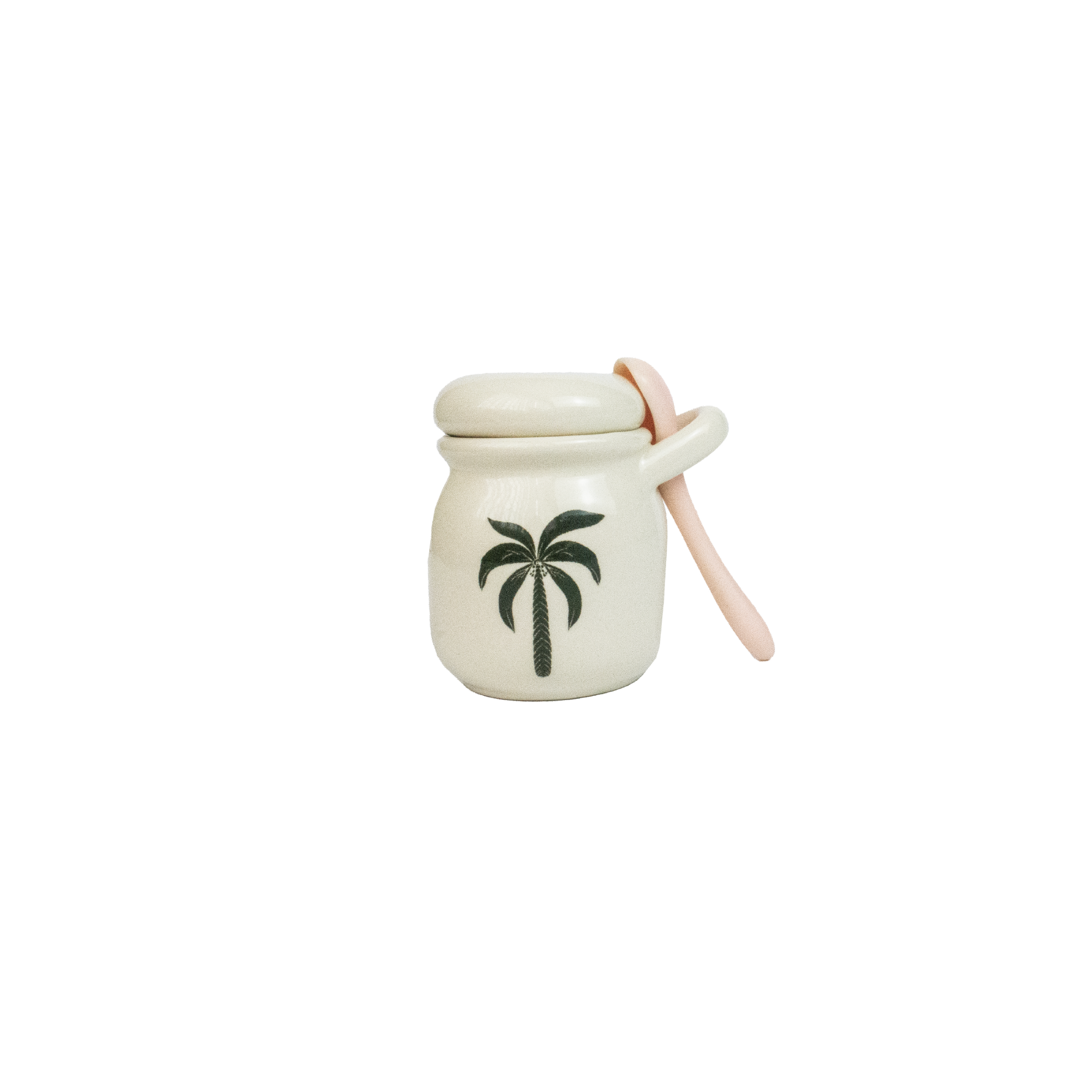 Pot et cuillère en céramique « Palmas Negro » (lot de 2)