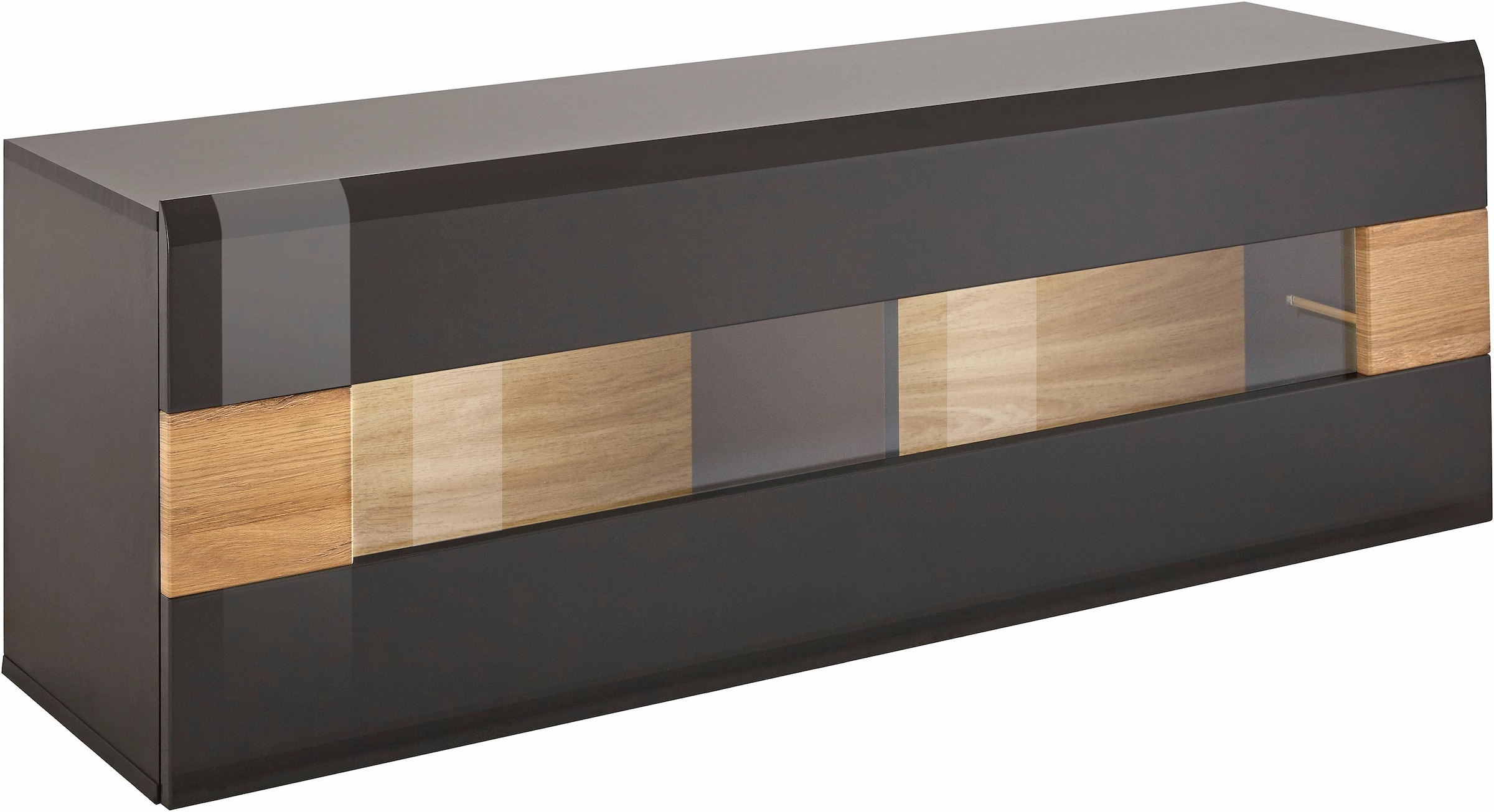 INOSIGN Hängevitrine »Toledo,Breite 131 cm trendige Glasvitrine mit dekorative MDF-Front« Vitrine mit Glasfront, ohne Beleuchtung, viel Stauraum