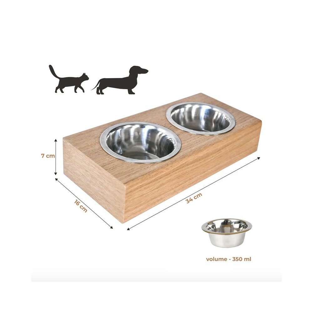 Dubuo - set de 2 gamelles pour chien surélevées, support mural en bois, taille s