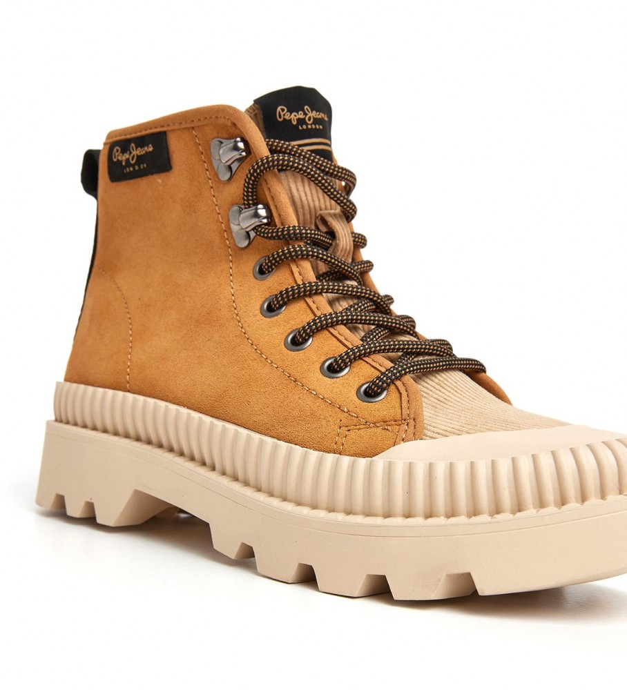 Botas de cano curto Pepe Jeans Ascot em couro marrom deserto