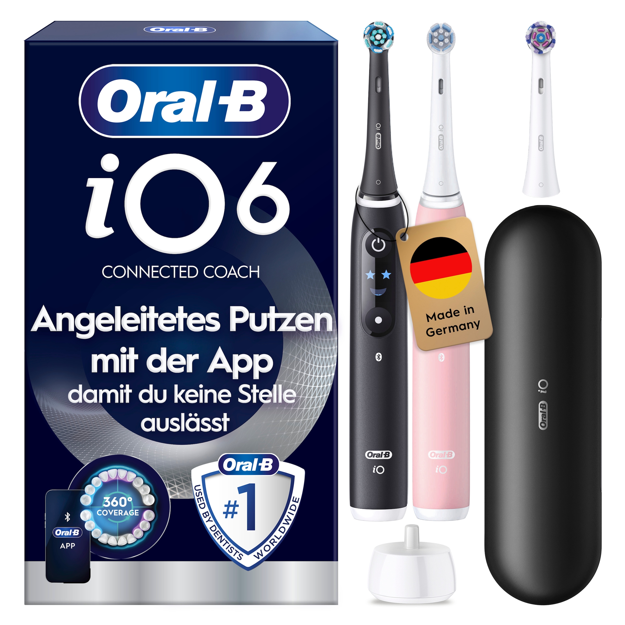 Oral-B Elektrische Zahnbürste »iO Series 6« 3 Stk. Aufsteckbürsten Doppelpack, 3 Aufsteckbürsten, Reise-Etui