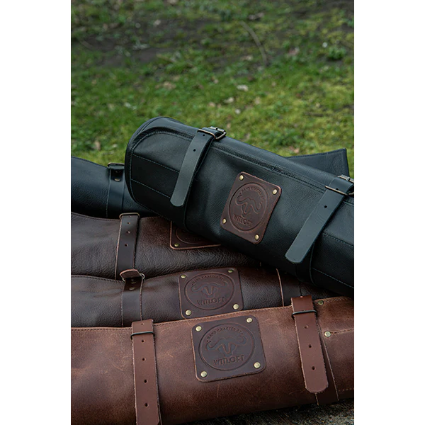 Trousse à couteaux artisanale en cuir 5 emplacements chocolat Witloft