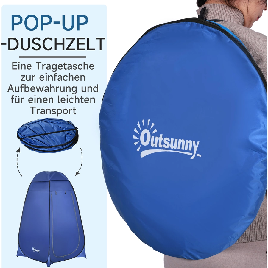 Outsunny Pop-Up Duschzelt mit Innentasche dunkelblau
