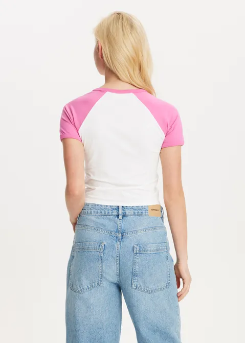 T-shirt met colorblock roze (ROS.M)