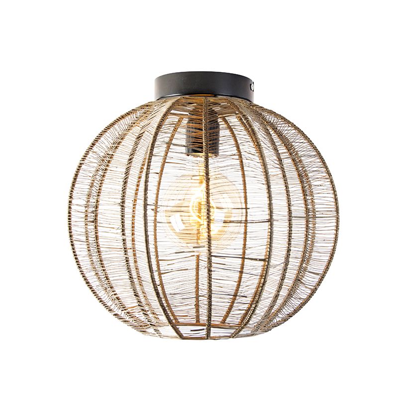 Industriële plafondlamp brons met zwart - Dong