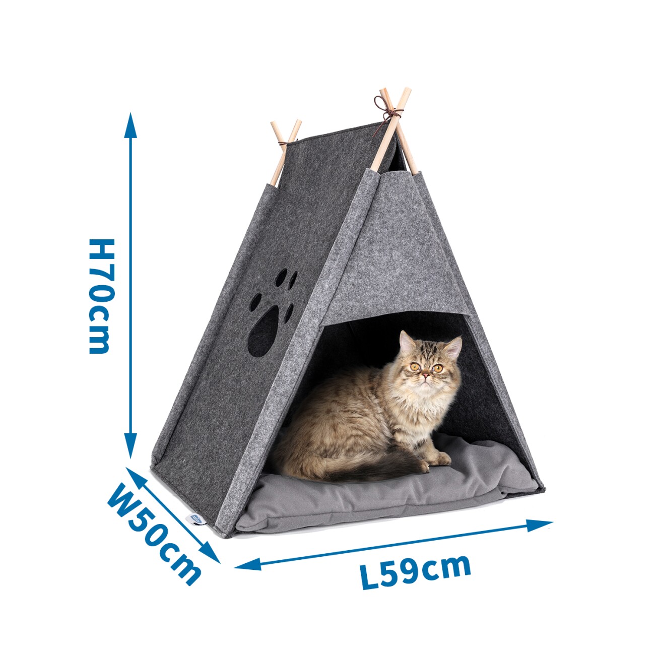 nobleza Katzenzelt Grau aus Filz mit Soft-Kissen