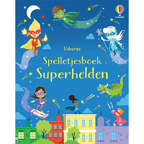 Uitgeverij usborne spelletjesboek superhelden