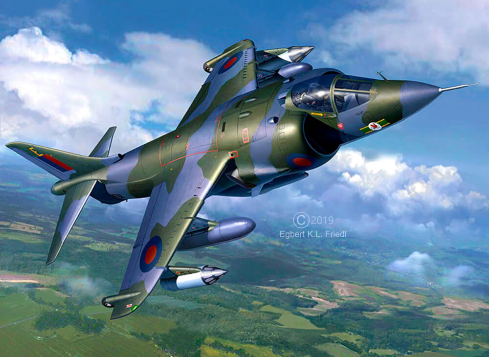 Geschenkset Harrier GR.1, 50 Years, Revell Modellbausatz mit Basiszubehör