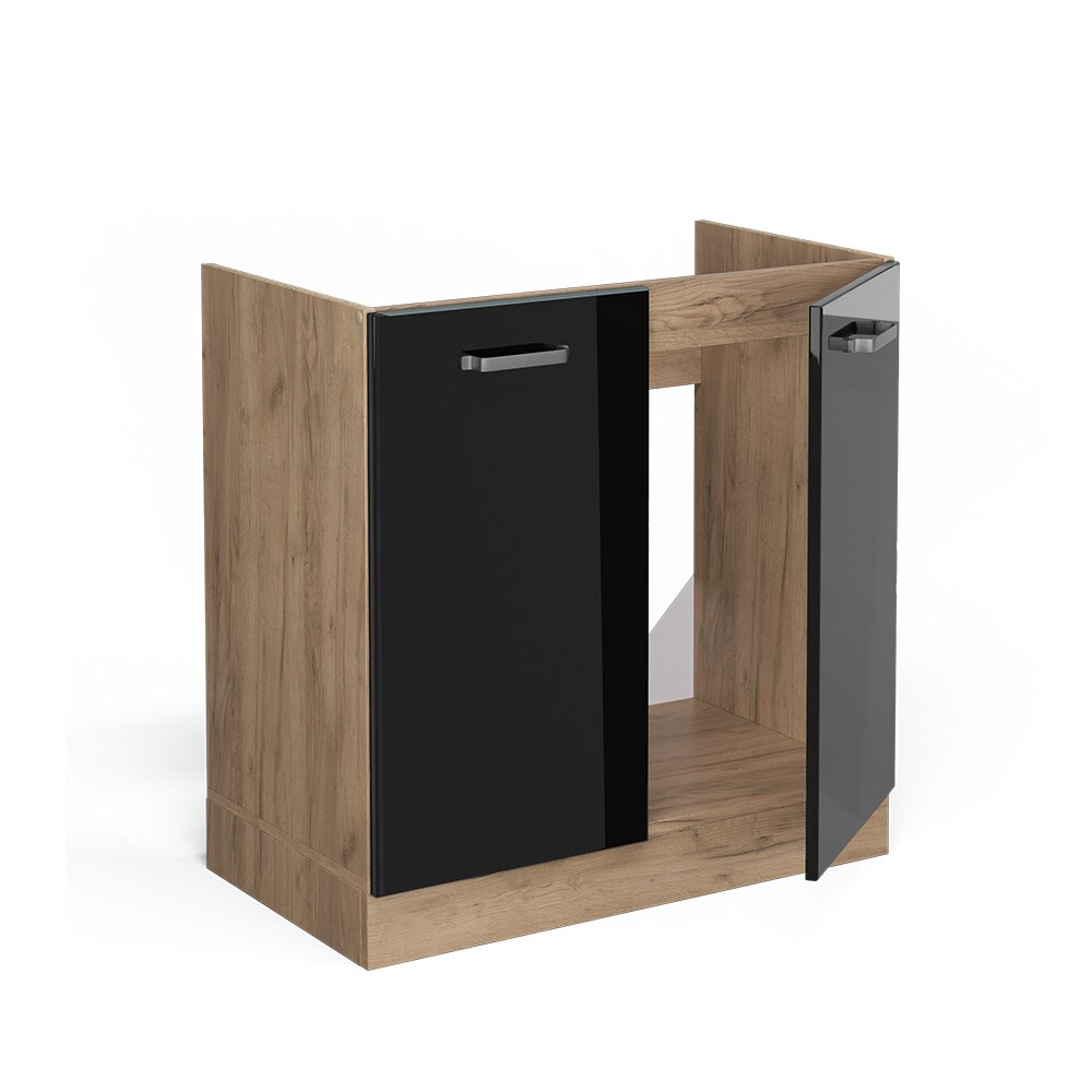 Vicco Spülenunterschrank Küchenschrank R-Line Solid Eiche Blau Grau 80 cm modern