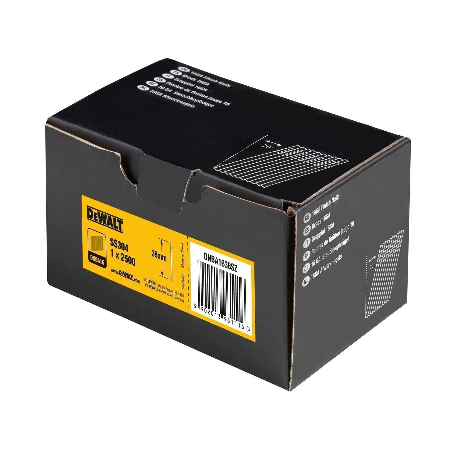 DeWALT DNBA1638SZ Spijkers 1.6x38mm RVS VE=2500