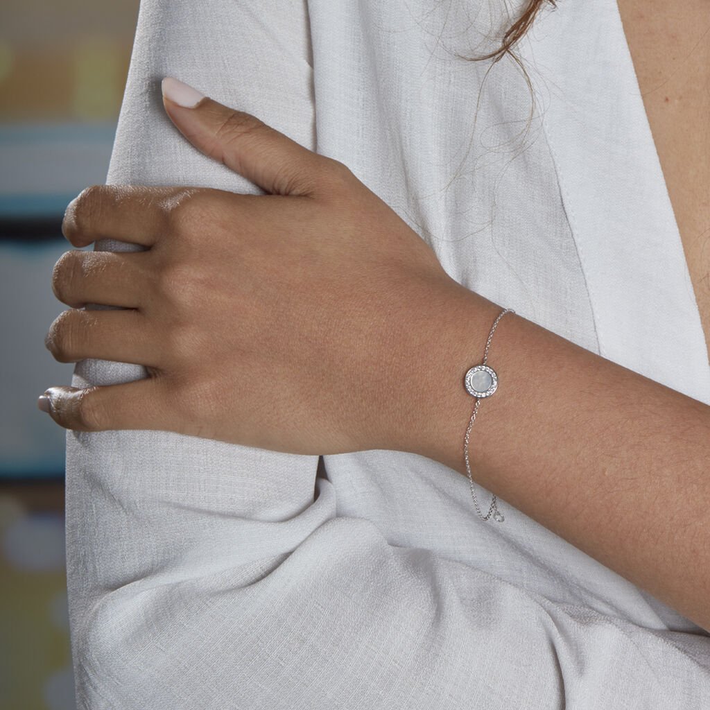 Bracelet Argent Blanc Nawala Nacre Oxyde De Zirconium