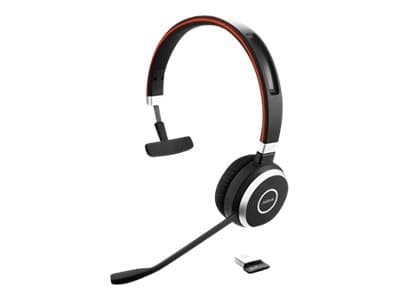 Jabra Evolve 65 SE MS Mono - Hodesett - on-ear - Bluetooth - trådløs - USB - Certified for Microsoft Teams - for Jabra Evolve; LINK 380a MS