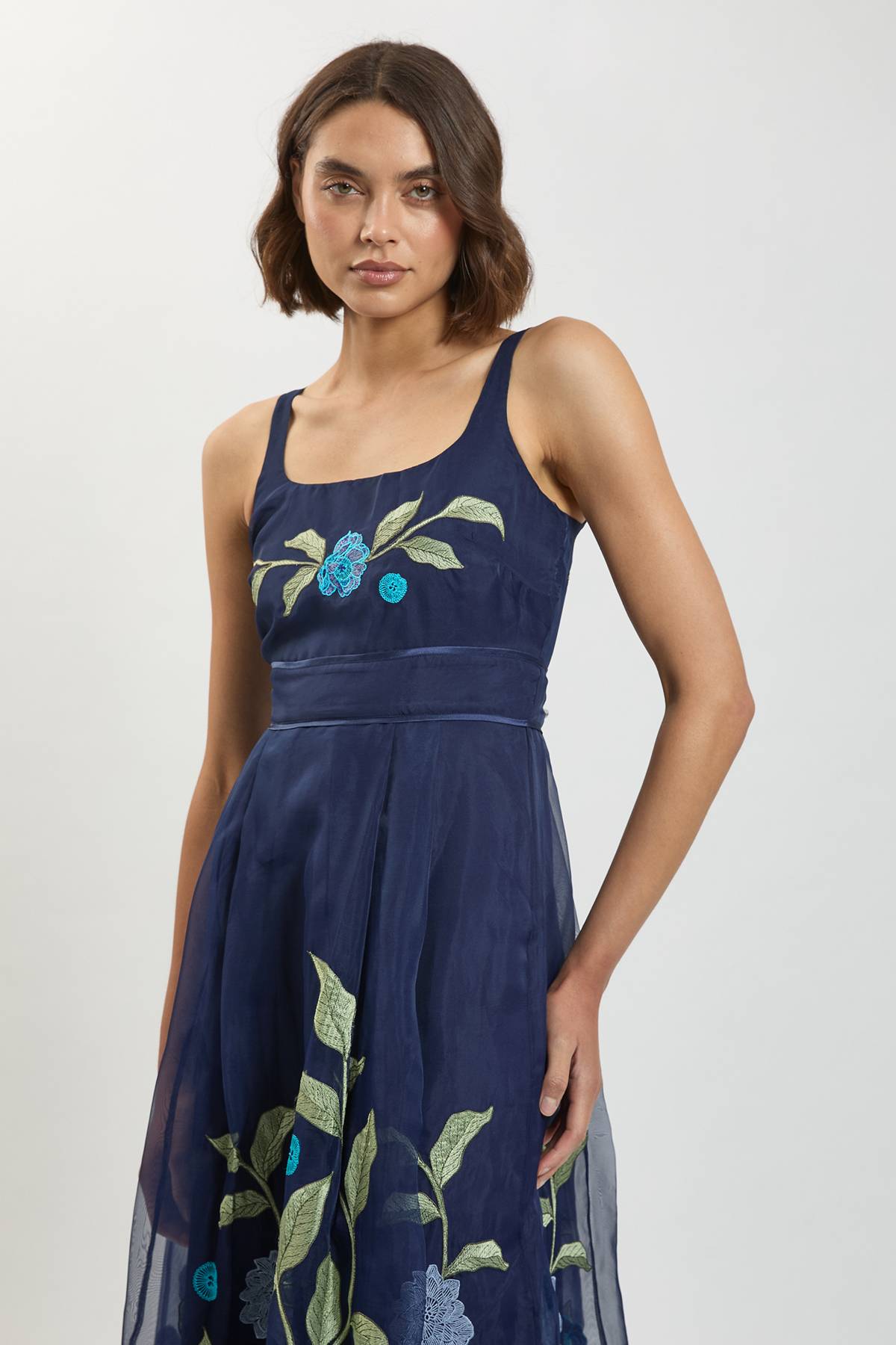 KarenMillen Robe Midi En Organdi Avec Détails Brodés