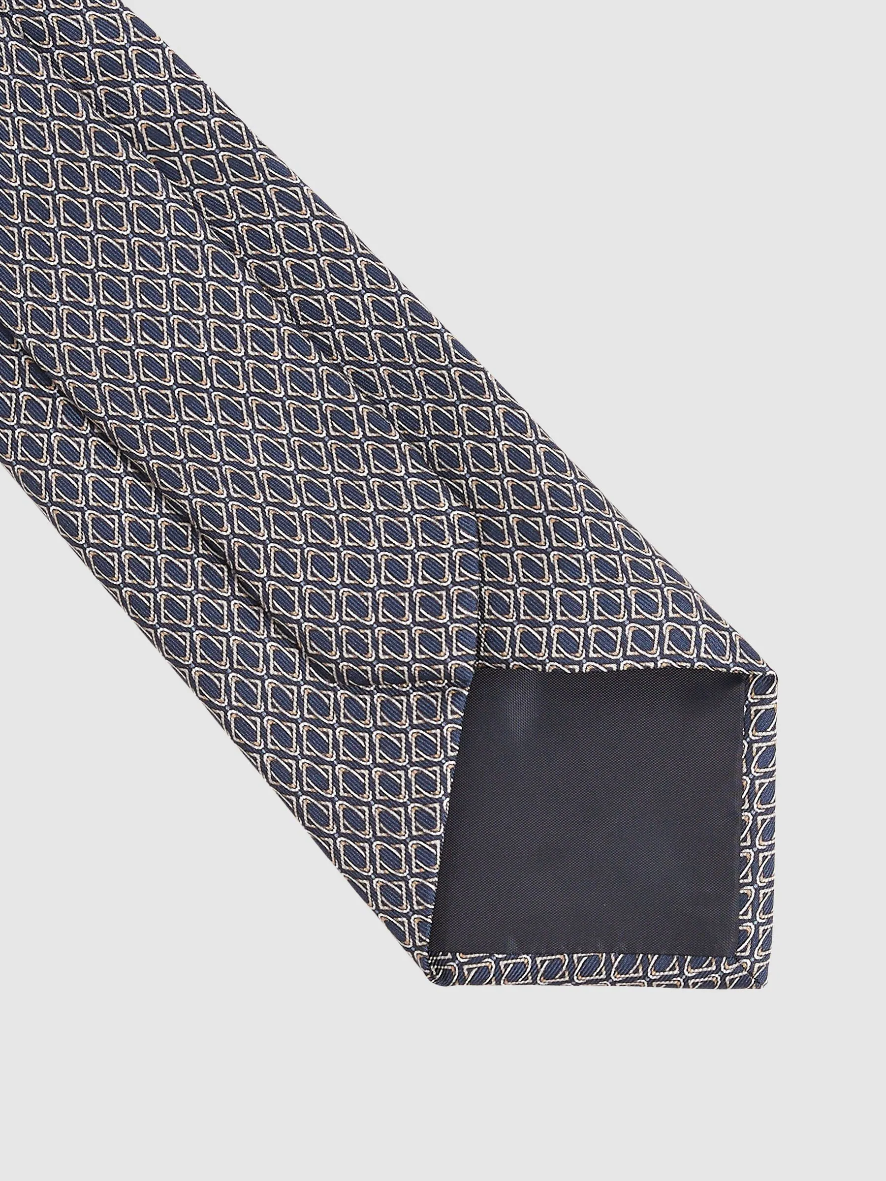 Marineblauw - Reiss Caruso Silk Geometric-Print Tie