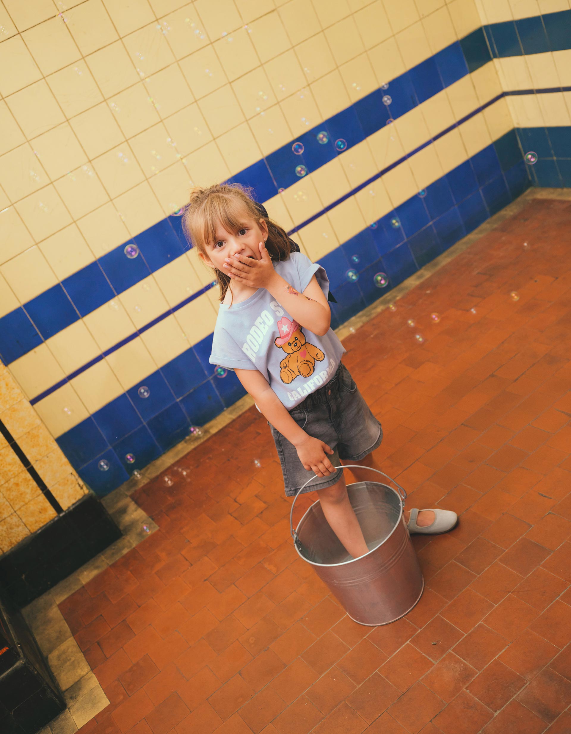 T-shirt Print, Menina, Azul