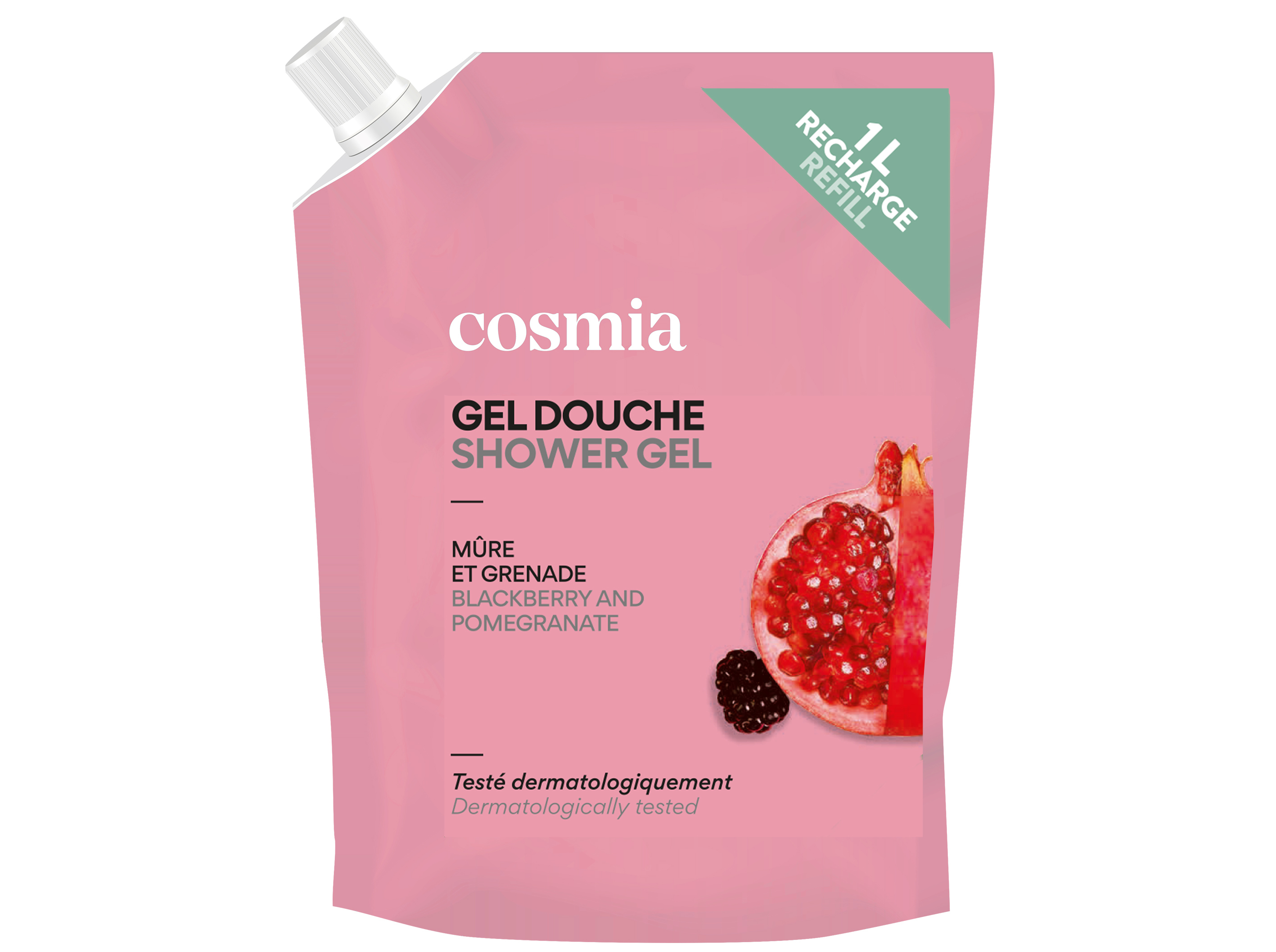 GEL DE BANHO COSMIA RECARGA AMORA E ROMÃ 1L