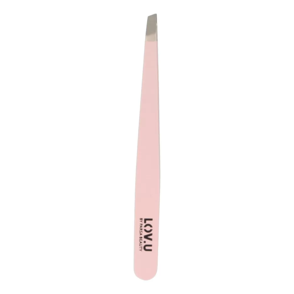 Parsa Beauty Lov.u Pincet Med Skrå Gribeflader Pink - 1 stk.