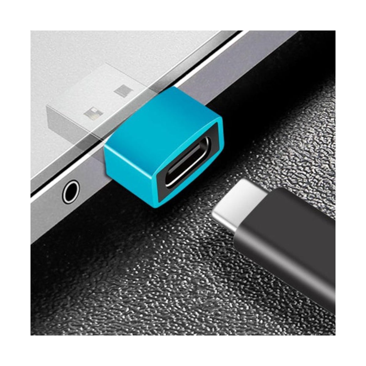 NÖRDIC USB C til OTG USB En mini adapter metall blå